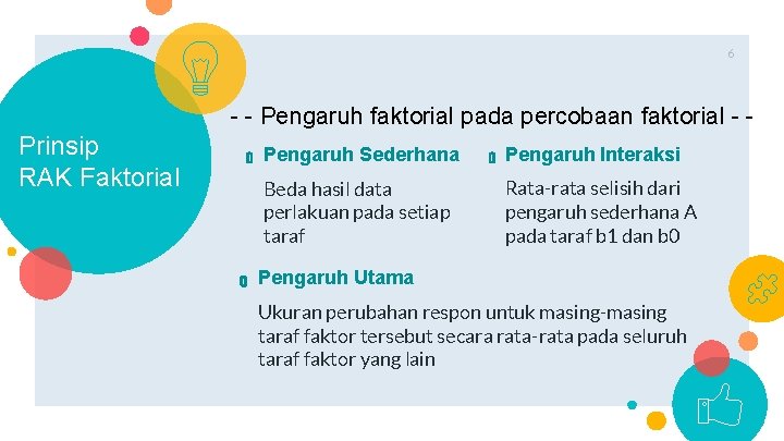 6 - - Pengaruh faktorial pada percobaan faktorial - - Prinsip RAK Faktorial 0