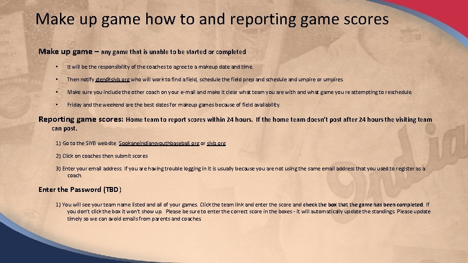 Make up game how to and reporting game scores Make up game – any