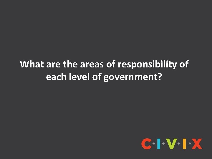 What are the areas of responsibility of each level of government? What are the areas of responsibility of each level of government?