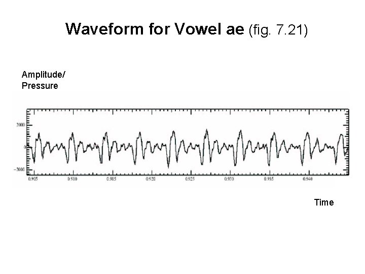 Waveform for Vowel ae (fig. 7. 21) Amplitude/ Pressure Time 