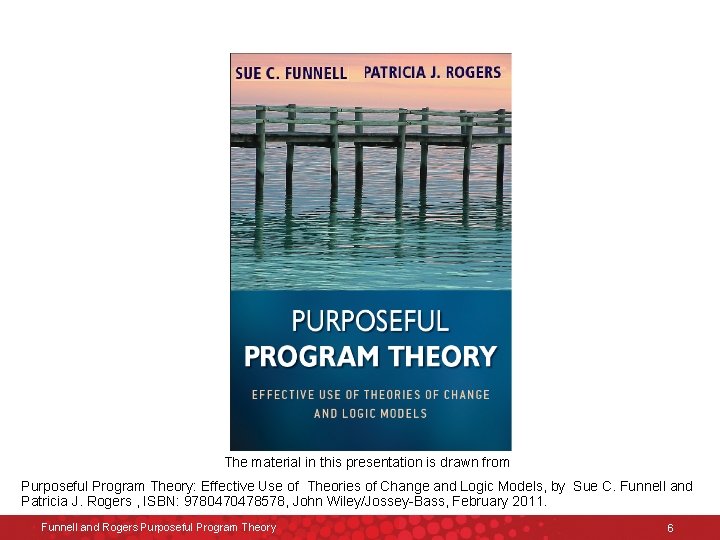 The material in this presentation is drawn from Purposeful Program Theory: Effective Use of