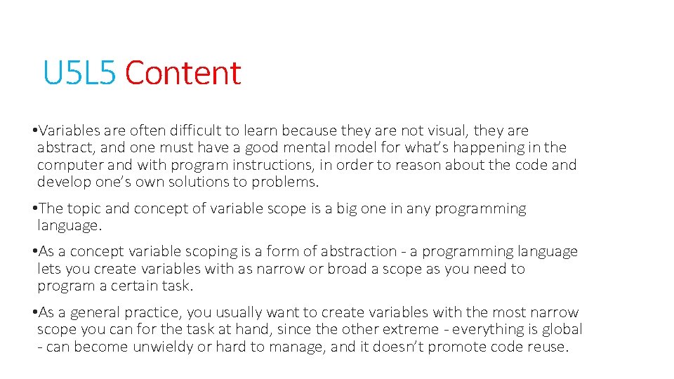 U5 Coding CS Principles U 5 L 5 Building an
