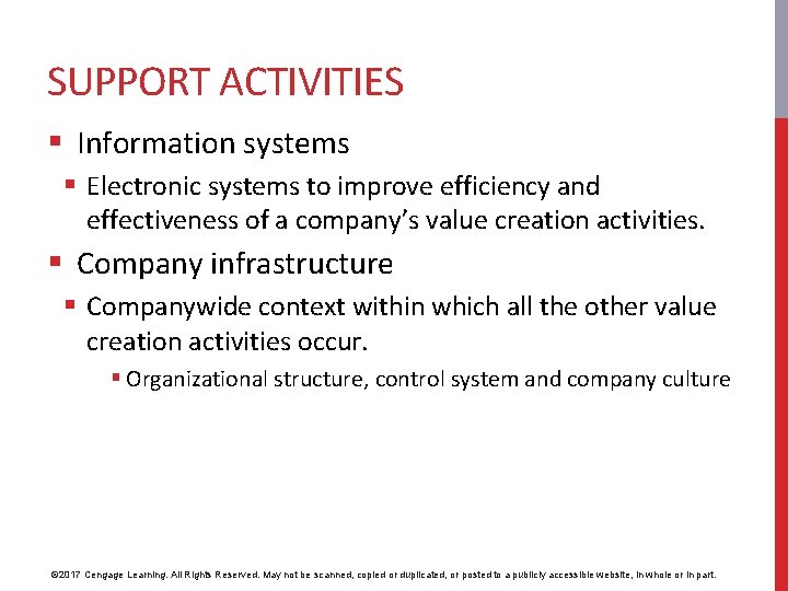 SUPPORT ACTIVITIES § Information systems § Electronic systems to improve efficiency and effectiveness of