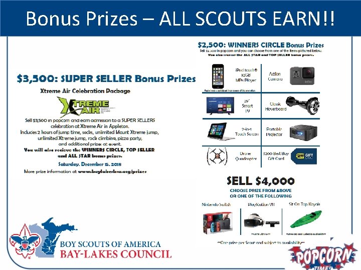 Bonus Prizes – ALL SCOUTS EARN!! 