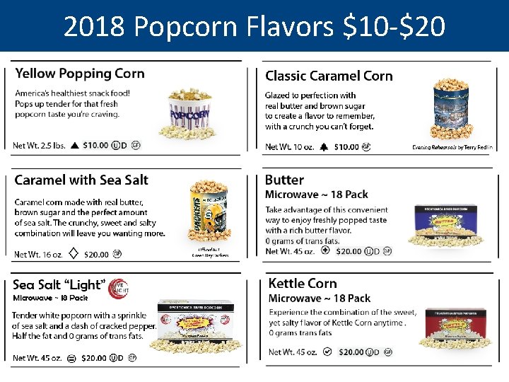 2018 Popcorn Flavors $10 -$20 