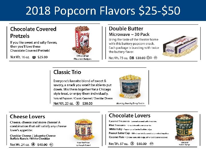 2018 Popcorn Flavors $25 -$50 