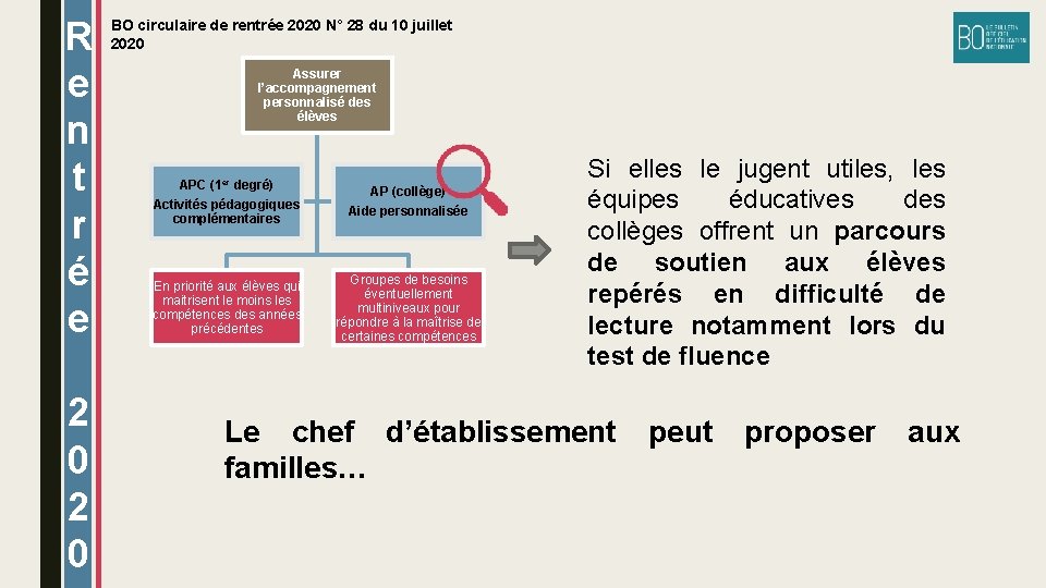 R e n t r é e 2 0 BO circulaire de rentrée 2020