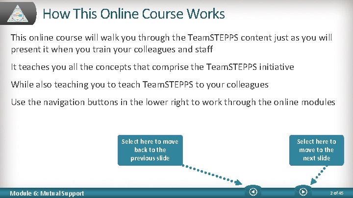 How This Online Course Works This online course will walk you through the Team.