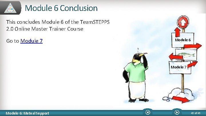 Module 6 Conclusion This concludes Module 6 of the Team. STEPPS 2. 0 Online