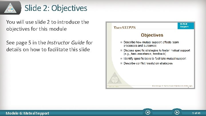 Slide 2: Objectives You will use slide 2 to introduce the objectives for this