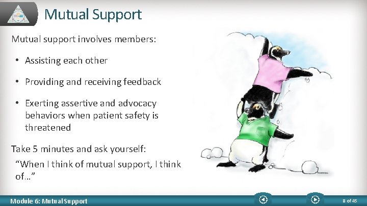 Mutual Support Mutual support involves members: • Assisting each other • Providing and receiving