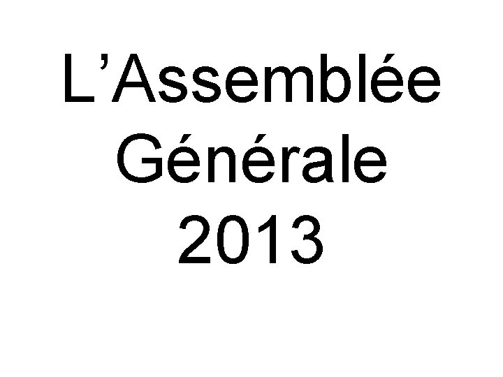 L’Assemblée Générale 2013 