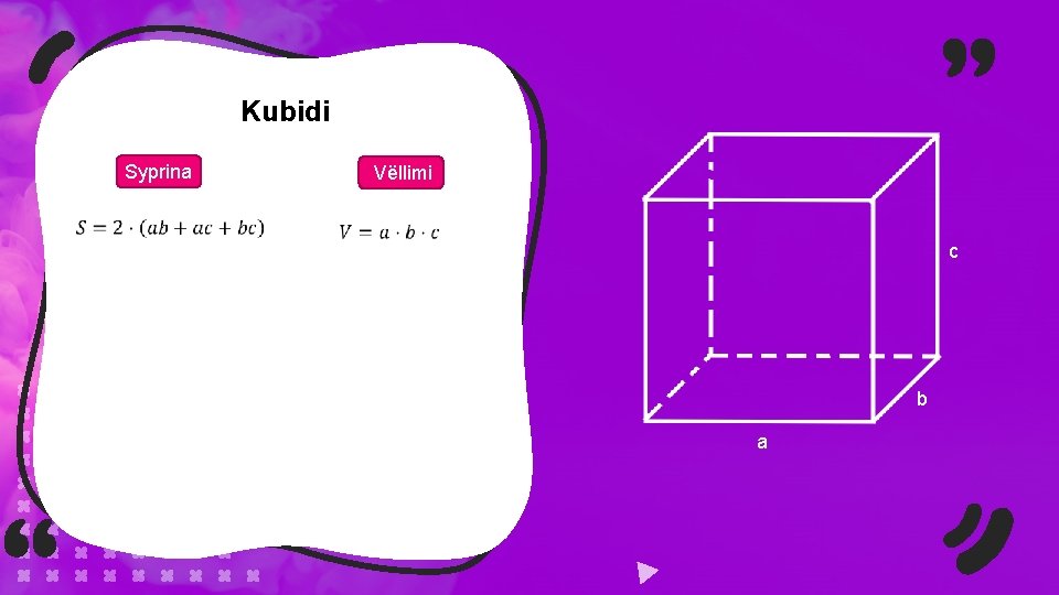 Kubidi Syprina Vëllimi c b a 
