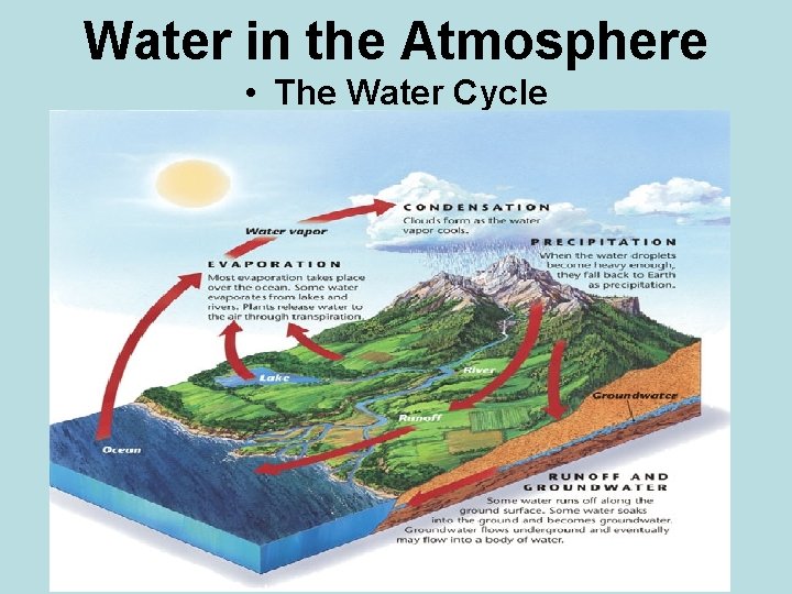 Water in the Atmosphere • The Water Cycle 
