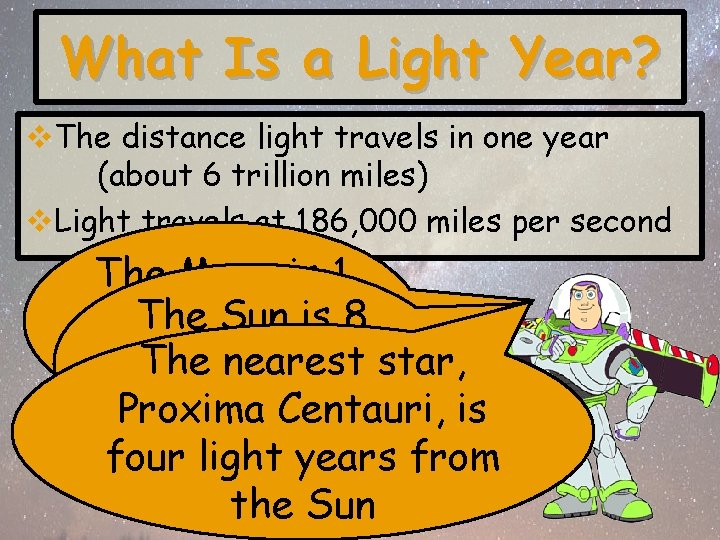 What Is a Light Year? v. The distance light travels in one year (about What Is a Light Year? v. The distance light travels in one year (about
