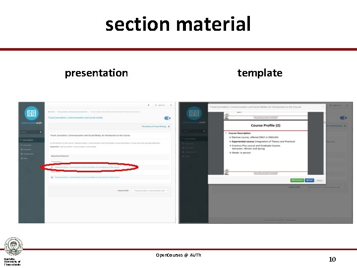 section material presentation Aristotle University of Thessaloniki template Open. Courses @ AUTh 10 