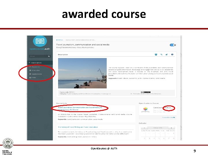 awarded course Aristotle University of Thessaloniki Open. Courses @ AUTh 9 