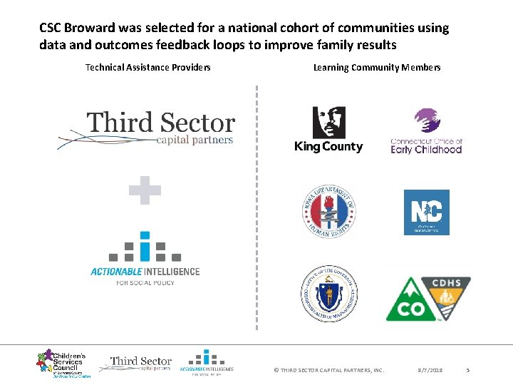 CSC Broward was selected for a national cohort of communities using data and outcomes CSC Broward was selected for a national cohort of communities using data and outcomes