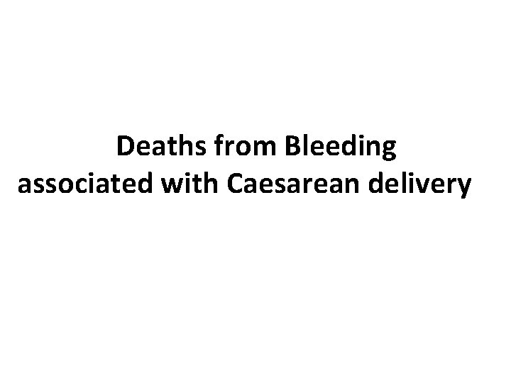 Deaths from Bleeding associated with Caesarean delivery 