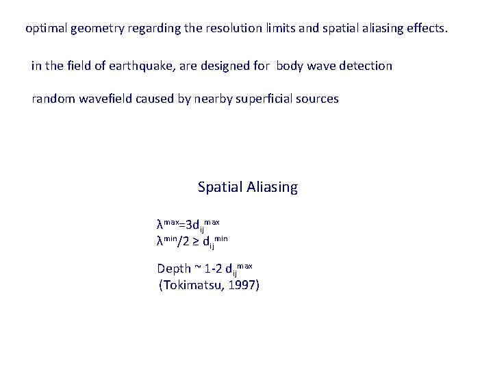 optimal geometry regarding the resolution limits and spatial aliasing effects. in the field of