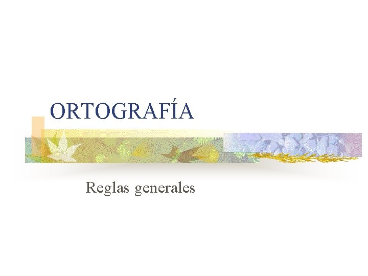 ORTOGRAFÍA Reglas generales 