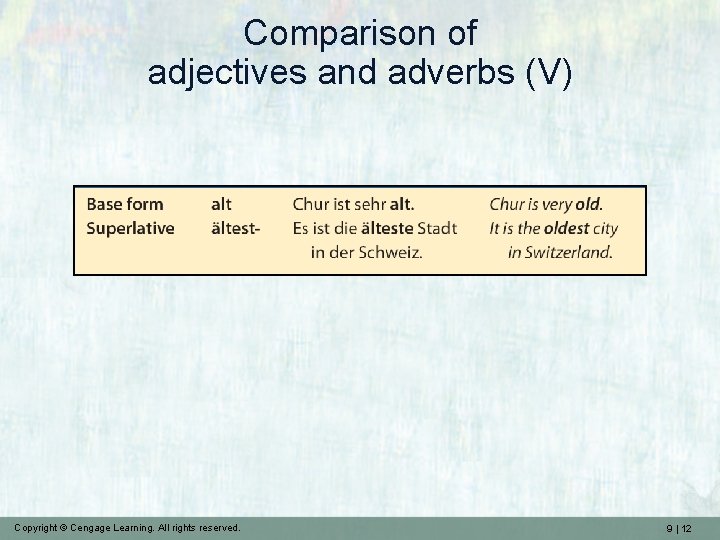 Comparison of adjectives and adverbs (V) Copyright © Cengage Learning. All rights reserved. 9