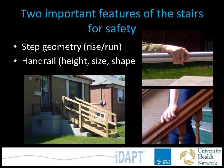 Preventing falls through improved stair and handrail design