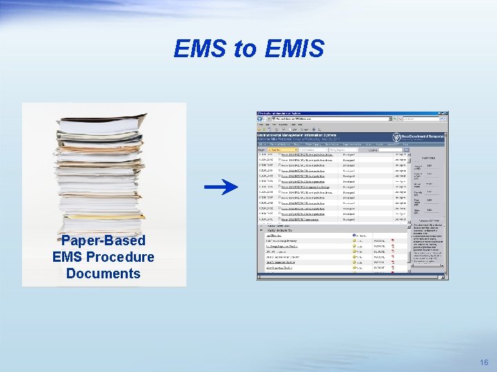 EMS to EMIS Paper-Based EMS Procedure Documents 16 