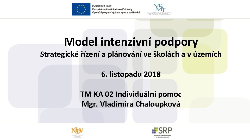 Model intenzivní podpory Strategické řízení a plánování ve školách a v územích 6. listopadu