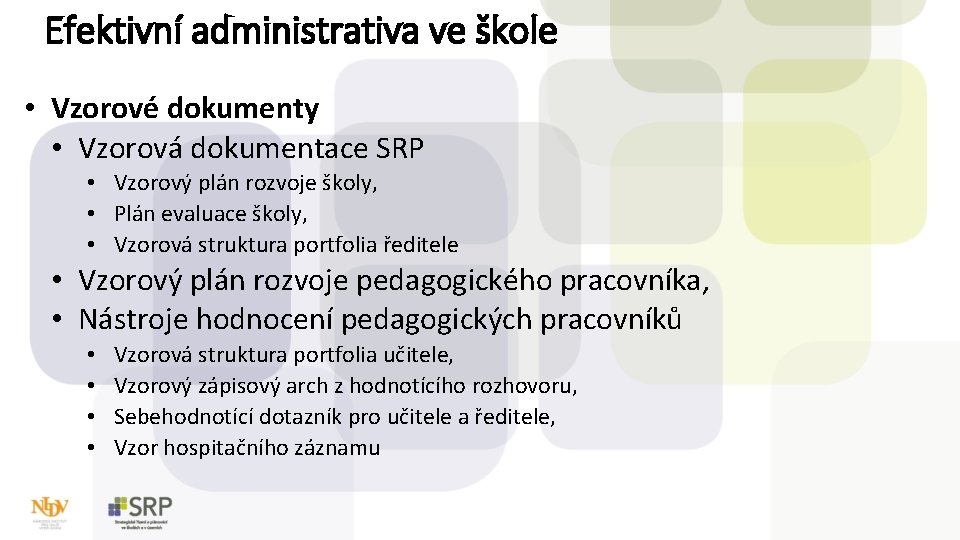 Efektivní administrativa ve škole • Vzorové dokumenty • Vzorová dokumentace SRP • Vzorový plán