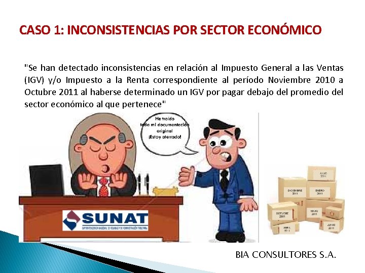 CASO 1: INCONSISTENCIAS POR SECTOR ECONÓMICO "Se han detectado inconsistencias en relación al Impuesto