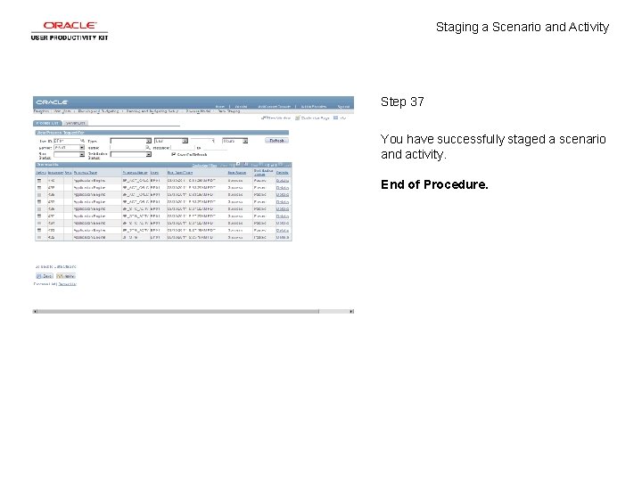 Staging a Scenario and Activity Step 37 You have successfully staged a scenario and