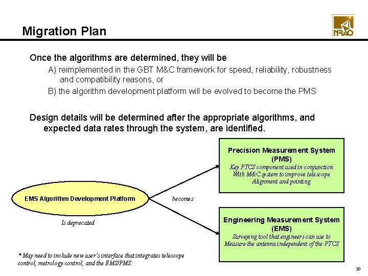 Migration Plan Once the algorithms are determined, they will be A) reimplemented in the Migration Plan Once the algorithms are determined, they will be A) reimplemented in the