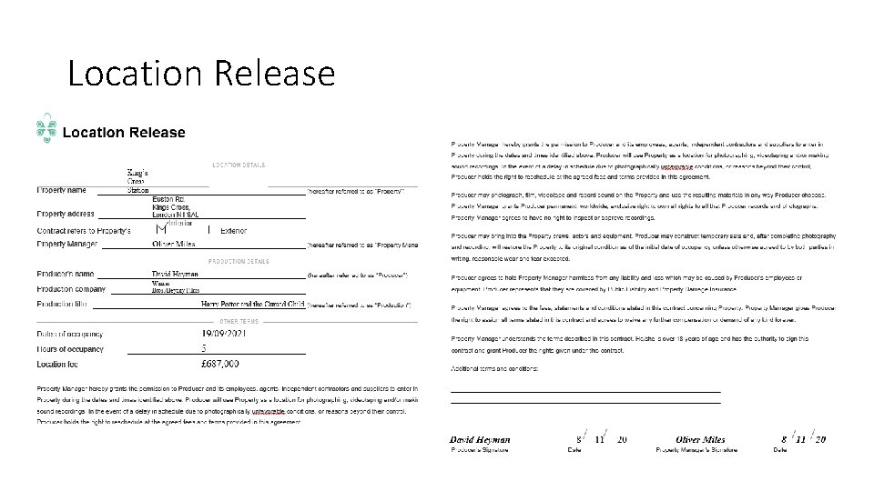 Location Release Location Release