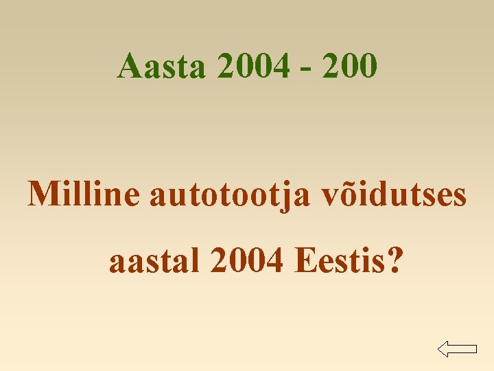 Aasta 2004 - 200 Milline autotootja võidutses aastal 2004 Eestis? 