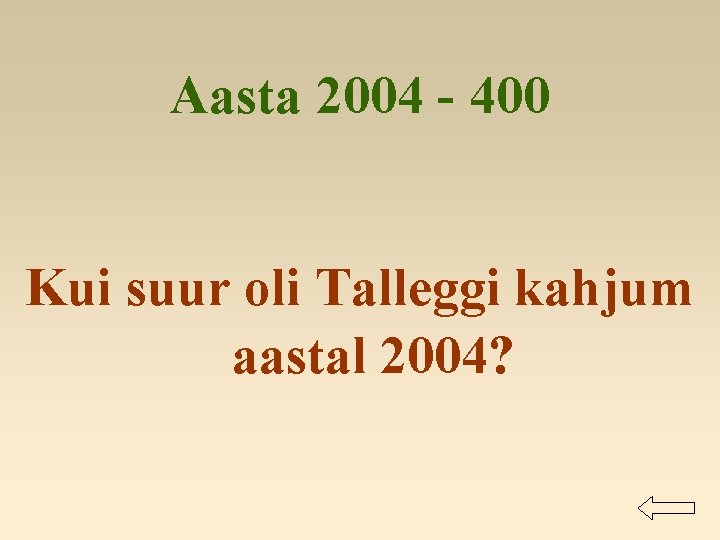 Aasta 2004 - 400 Kui suur oli Talleggi kahjum aastal 2004? 