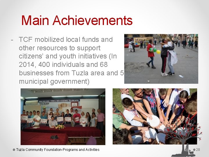 Main Achievements - TCF mobilized local funds and other resources to support citizens’ and