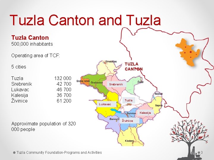 Tuzla Canton and Tuzla Canton 500, 000 inhabitants Operating area of TCF: TUZLA CANTON