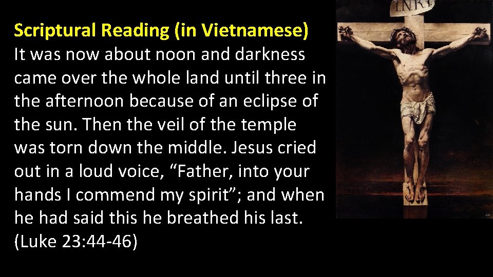 Scriptural Reading (in Vietnamese) It was now about noon and darkness came over the