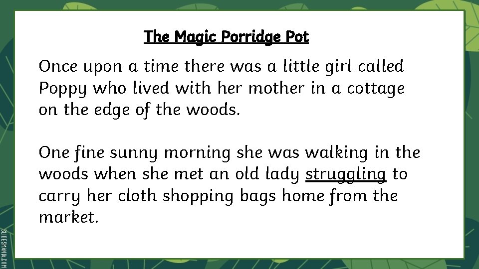 The Magic Porridge Pot Once upon a time there was a little girl called