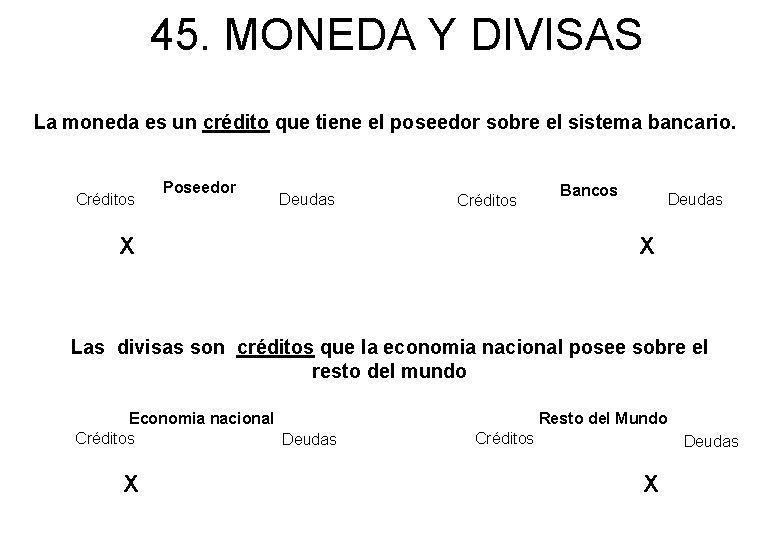 45. MONEDA Y DIVISAS La moneda es un crédito que tiene el poseedor sobre