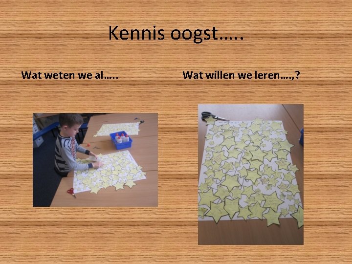 Kennis oogst…. . Wat weten we al…. . Wat willen we leren…. , ?