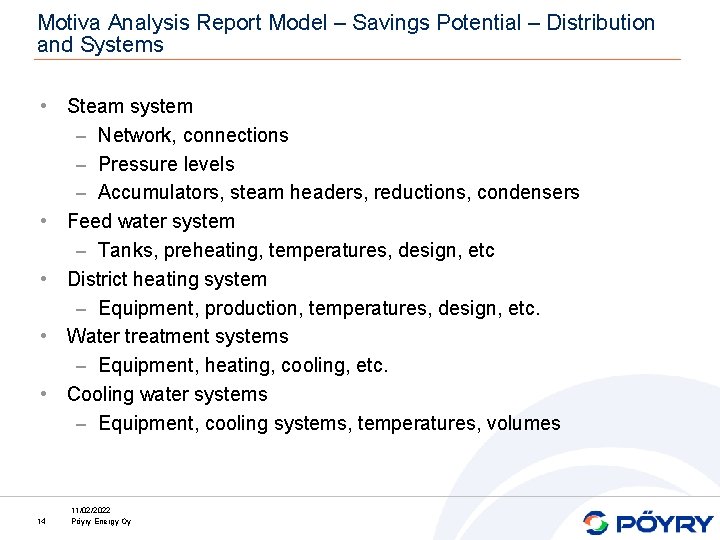 Motiva Analysis Report Model – Savings Potential – Distribution and Systems • Steam system