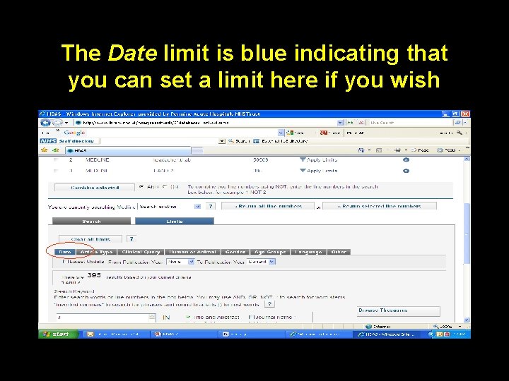 The Date limit is blue indicating that you can set a limit here if