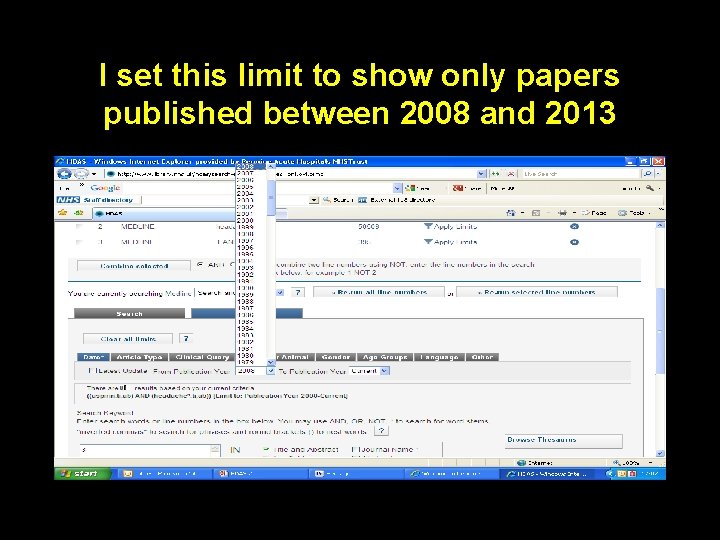 I set this limit to show only papers published between 2008 and 2013 