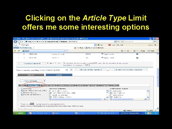 Clicking on the Article Type Limit offers me some interesting options 
