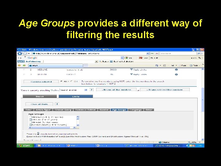 Age Groups provides a different way of filtering the results 