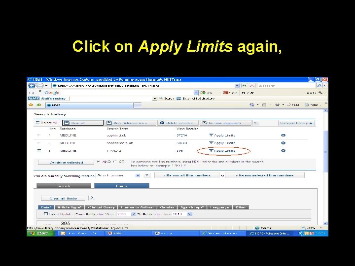 Click on Apply Limits again, 