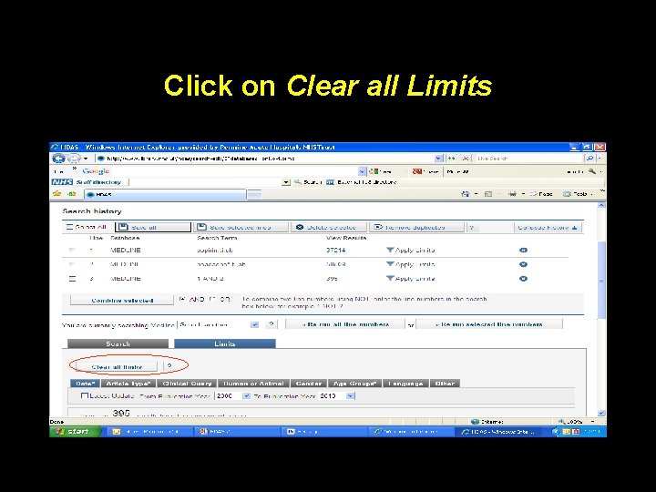 Click on Clear all Limits 