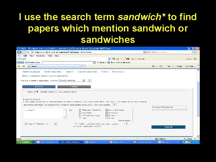 I use the search term sandwich* to find papers which mention sandwich or sandwiches